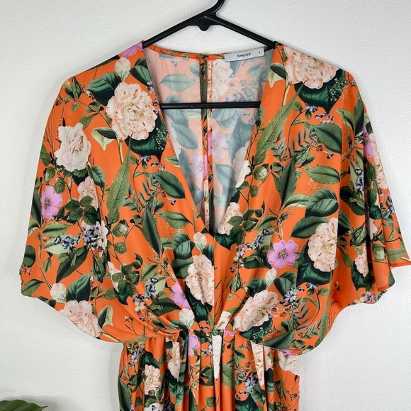 Sheike Orange Floral Playsuit Size 8 - Picture 8 of 12